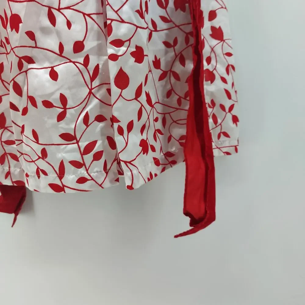 Park Bench Kids 4T Girls White Red Flocked Print Dress Bow